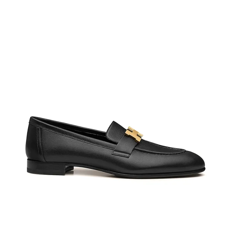 HERMES Paris Loafer Noir Goatskin Leather-1