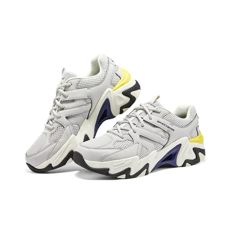 Skechers Stamina V3 Mecha Shoes Third Generation Anti Slip Wear Resistant Low Top Chunky Sneakers Men's White Gray-3