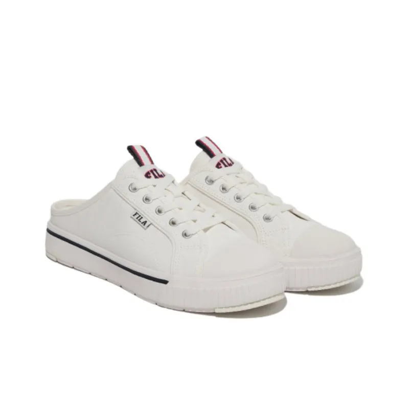 FILA Court Mules Anti Slip Wear Resistant Low Top Canvas Shoes Unisex White Korean Style-1