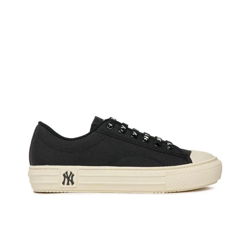 MLB Playball Wear Resistant Low Top Canvas Shoes Unisex Black Beige-1
