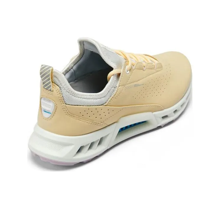 Ecco Cushioning Anti Slip And Wear Resistant Low Top Golf Shoes Women's Yellow White-3
