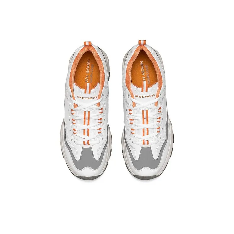 Skechers D'Lites I Conik Low Top Running Shoes White/Orange/Grey-4