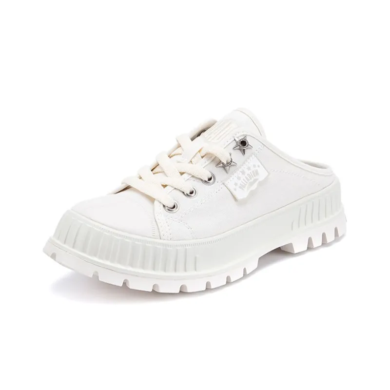 Palladium Anti Slip Wear Resistant Breathable Height Increasing Low Top Canvas Shoes Women's Star White Ivory-1