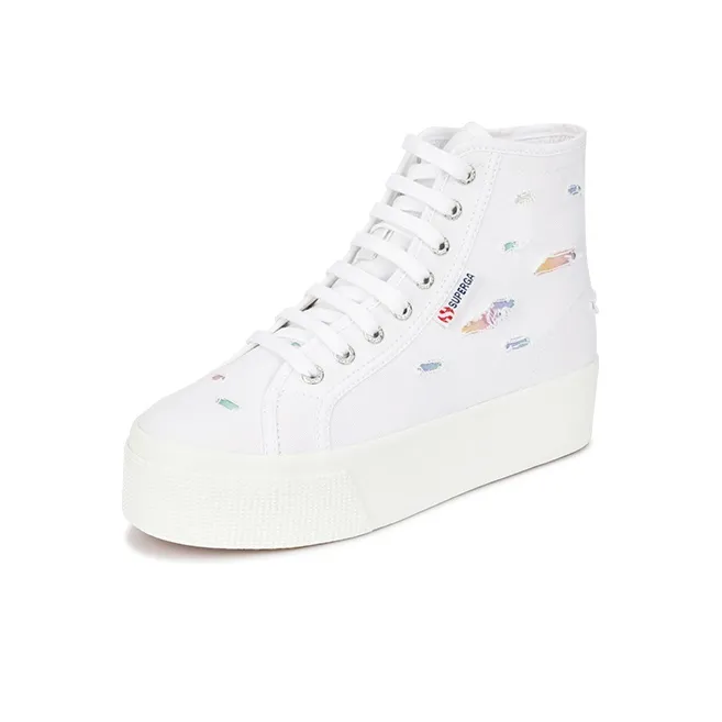 SUPERGA Slip-Resistant Breathable High-Top Canvas Shoes Women's White-2