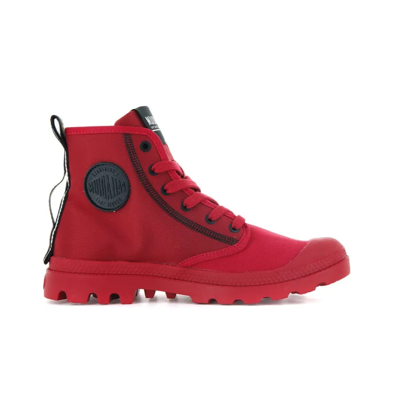 Palladium Pampa Dare 2 Survive Anti-Slip Wear-Resistant High-Top Canvas Shoes Unisex Red-1