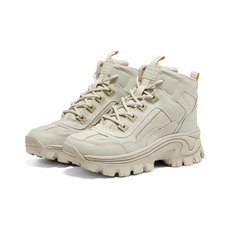 Skechers Street Blo Cushioning Anti Slip And Wear Resistant Height Increasing High Top Chunky Sneakers Women's Ivory-2