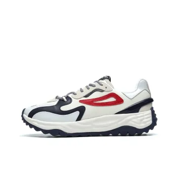 FILA Terra Cushioning Anti Slip And Wear Resistant Low Top Chunky Sneakers Men's White Blue