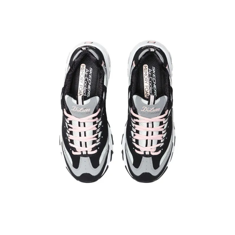 Skechers D'Lites 1.0 Chunky Sneakers Women's Low Top Black/Gray-3