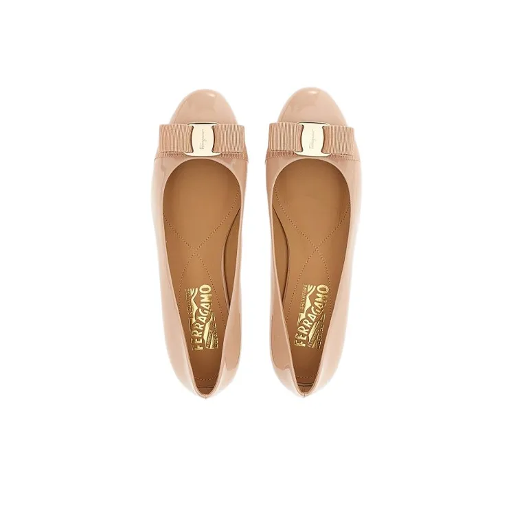 FERRAGAMO Varina Leather Ballerina Shoes-3