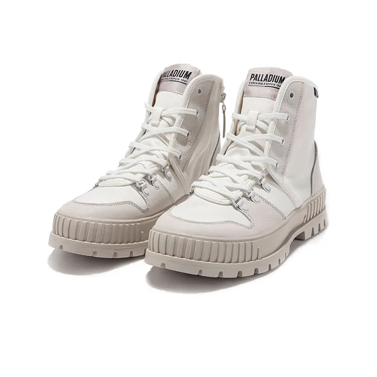 Palladium Pallashock Hiker Anti-Slip And Wear-Resistant Height Increasing High-Top Canvas Shoes Unisex Star White-1