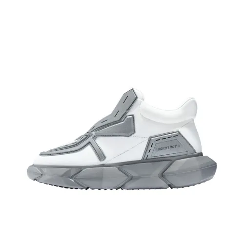 NORVINCY Chunky Sneakers Unisex Low-Top White Gray