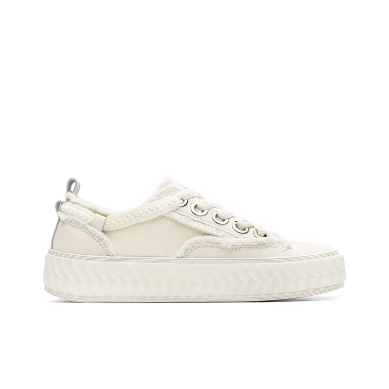 Dickies Trendy Comfortable And Versatile Low Top Canvas Shoes Women's Beige-3