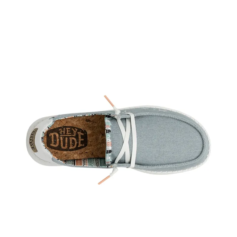Heydude Canvas Shoes Women's Low Top Light Denim Blue-6