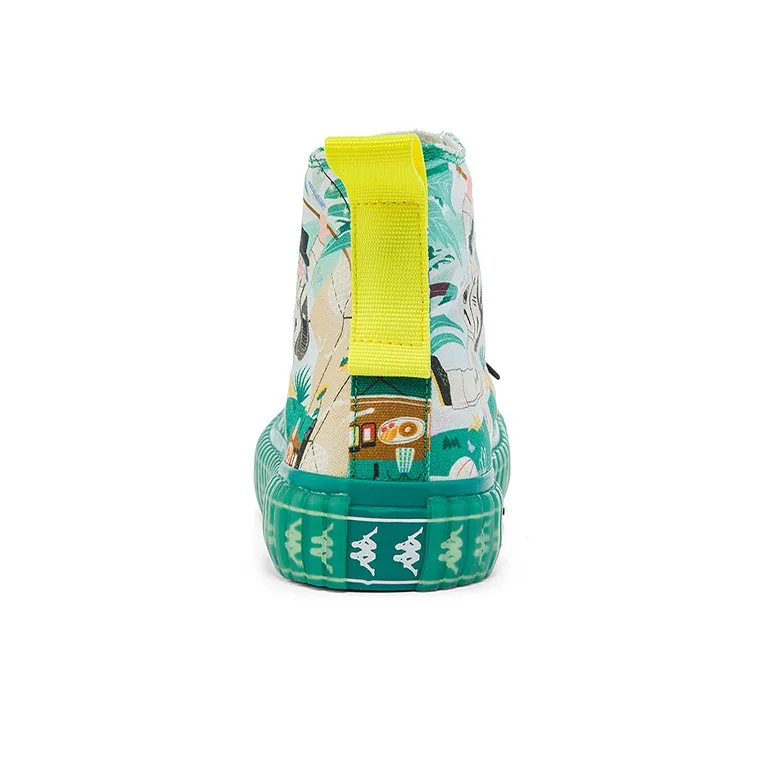 SUNJIAYI x Kappa Wear Resistant High Top Canvas Shoes Unisex Yellow Green-4