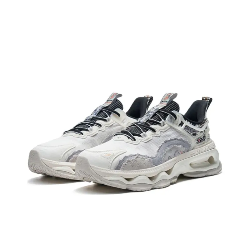 XTEP Thalassin Cushioning Anti Slip And Wear Resistant Low Top Chunky Sneakers Men's Sail White Ash Gray-2