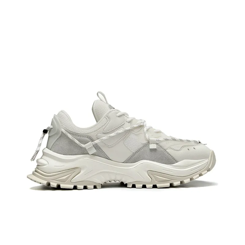 Masongarments Shark Tooth No. 2 Height Increasing Wear-Resistant Low-Top Chunky Sneakers Unisex Vintage White-2