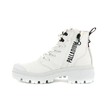 Palladium PALLABASE Metro Anti-Slip And Wear-Resistant Height Increasing Coverage High-Top Canvas Shoes Women's White