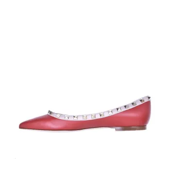 Valentino Rockstud Flat Shoes Women's Red