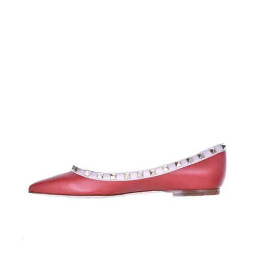 Valentino Rockstud Flat Shoes Women's Red