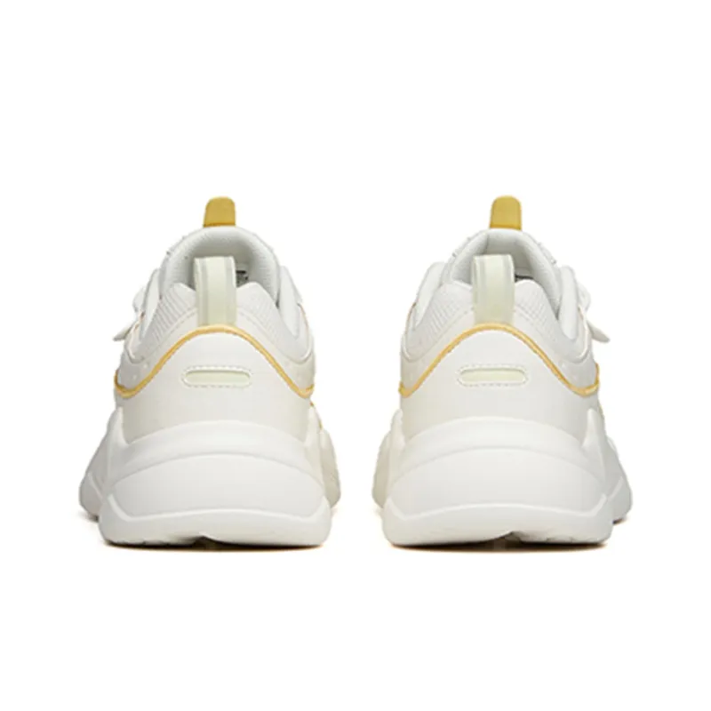 Anta Shock Absorbers With Slip Resistant And Abrasion Resistant Properties Low Top Chunky Sneakers Women's White Yellow-3