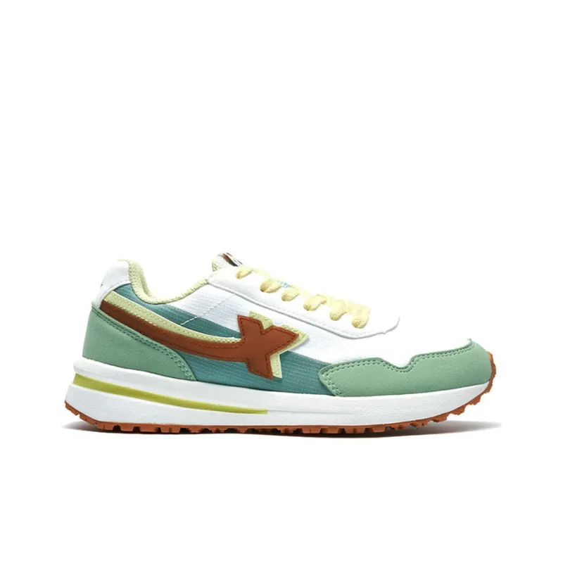 XTEP Cushioning Anti Slip And Wear Resistant Low Top Chunky Sneakers Women's White Green-1