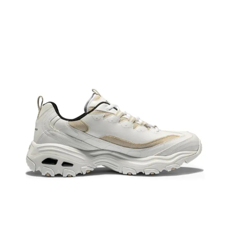 Skechers D'LITES 1.0 Cushioning Abrasion Resistant Breathable Low Top Chunky Sneakers Men's Beige White Yellow-1