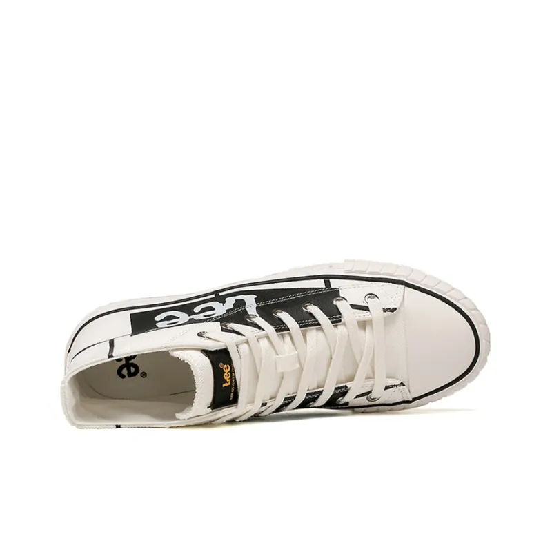 Lee Trendy Versatile Fashion Casual Lightweight And Breathable High Top Canvas Shoes Unisex White-3