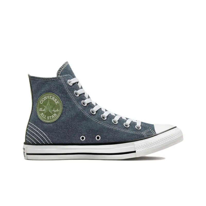 Converse Chuck Taylor All Star Expressive Craft Anti-Slip Wear-Resistant High-Top Canvas Shoes Unisex Marine Blue-1