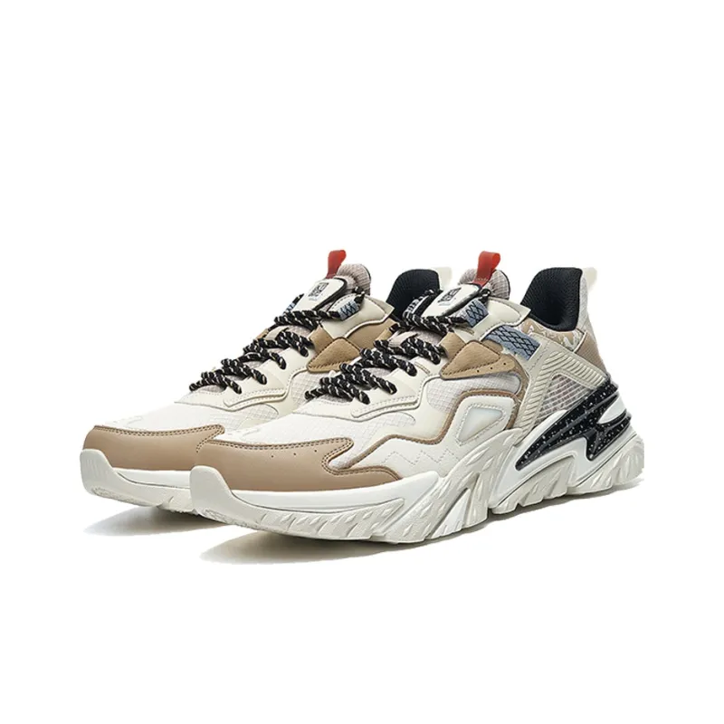 XTEP Cushioning Anti Slip And Wear Resistant Low Top Chunky Sneakers Men's Beige Khaki-2