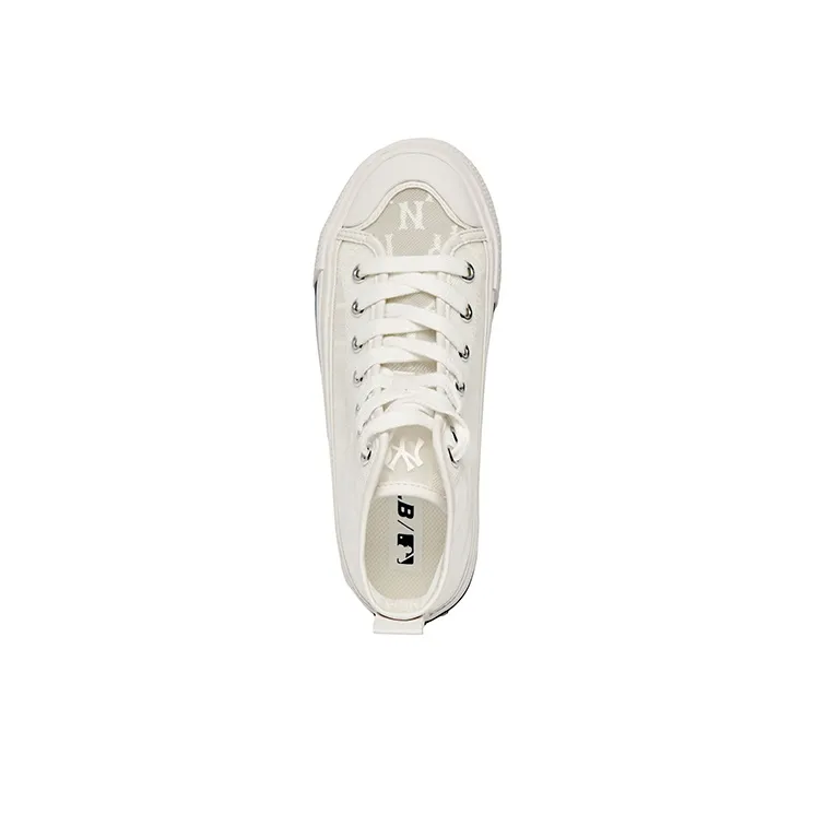 MLB Playball Anti Slip And Wear Resistant Lightweight Cushioning High Top Canvas Shoes Unisex White-3