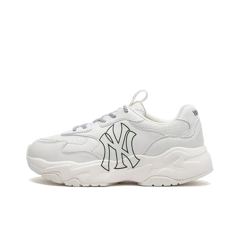 MLB Big Ball Chunky Wear Resistant Lightweight Height Increasing Low Top Chunky Sneakers Unisex Ivory-0