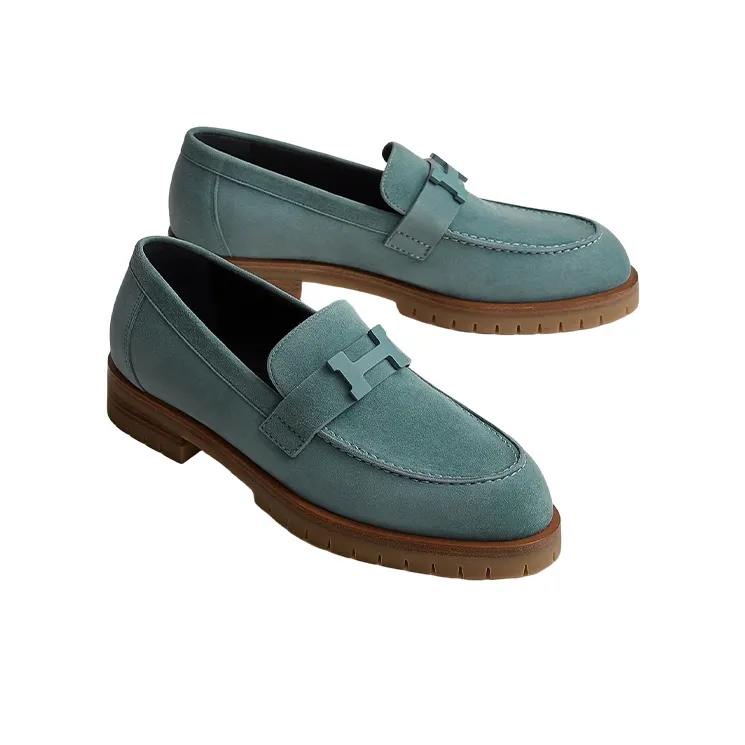 HERMES Faubourg Loafers Women's Blue-2