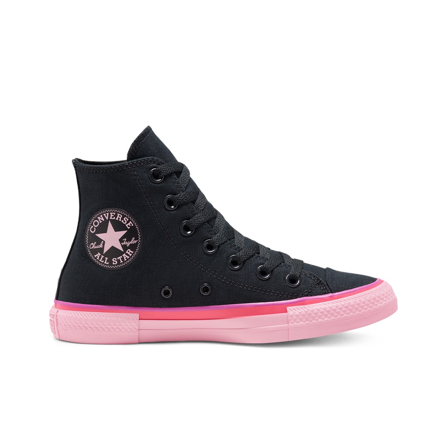 pink and black converse high tops