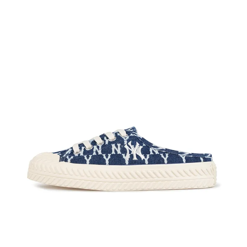 MLB Playball Mule Mono Denim Wear Resistant Low Top Canvas Shoes Unisex Denim Dark Blue-0