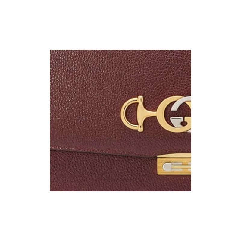 GUCCI Zumi Grained Leather Shoulder Bag Crossbody Bag Small Size Women's Burgundy-4