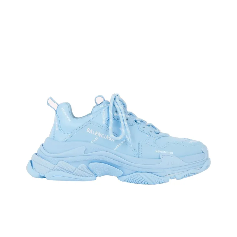 Balenciaga All Over Logo Triple S Blue Grey Black-1