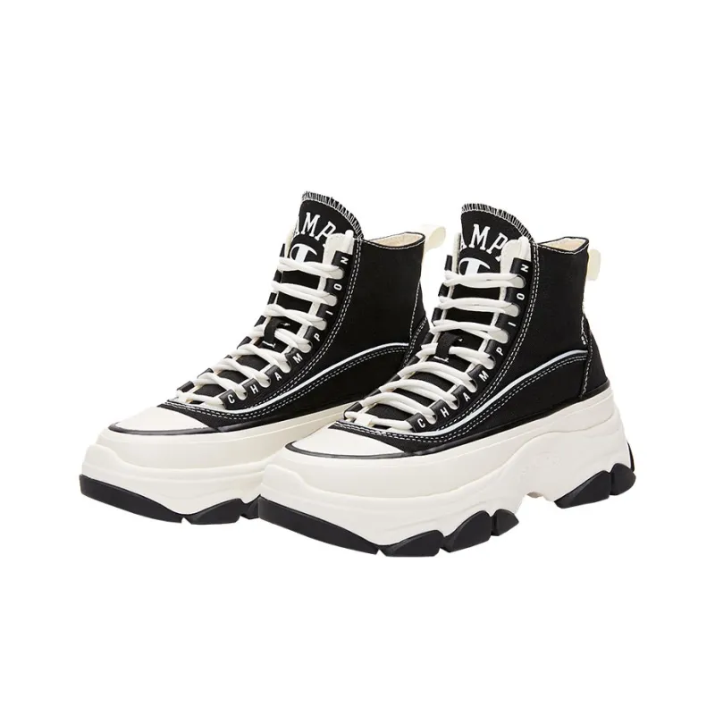 Champion Campus Canvas Shoes Women's High Top Black White-2