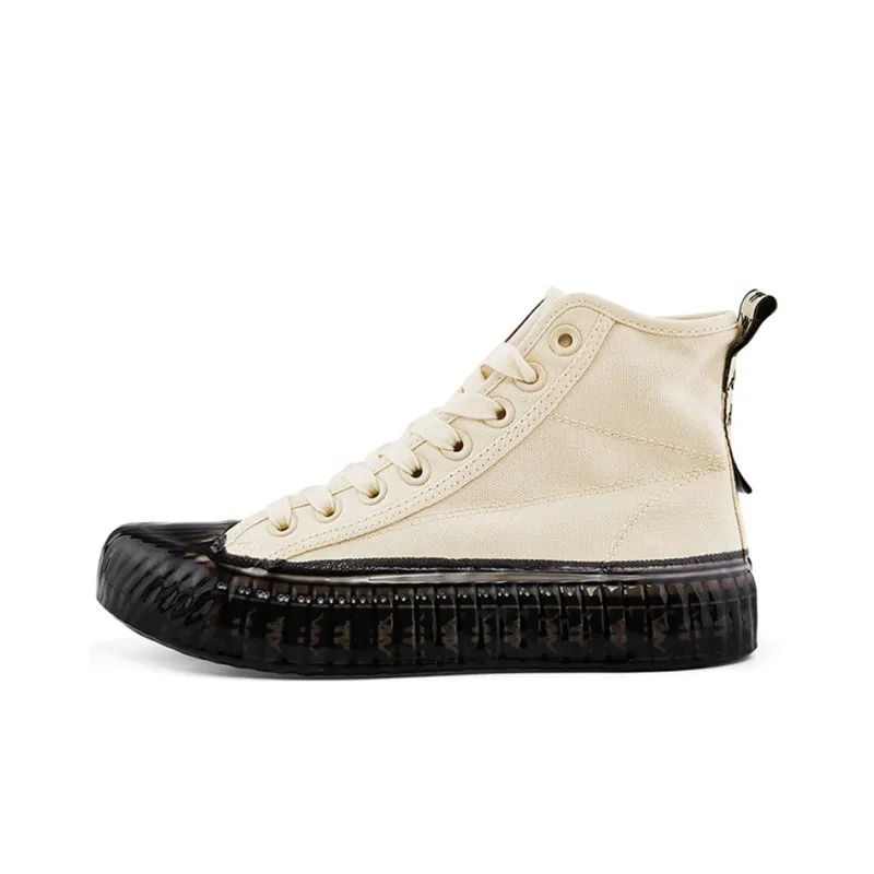 Kappa Anti Slip Wear Resistant High Top Canvas Shoes Unisex White Black-0