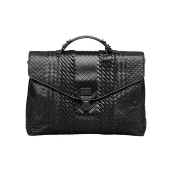 Bottega Veneta Cow Leather Handbag Men's Black