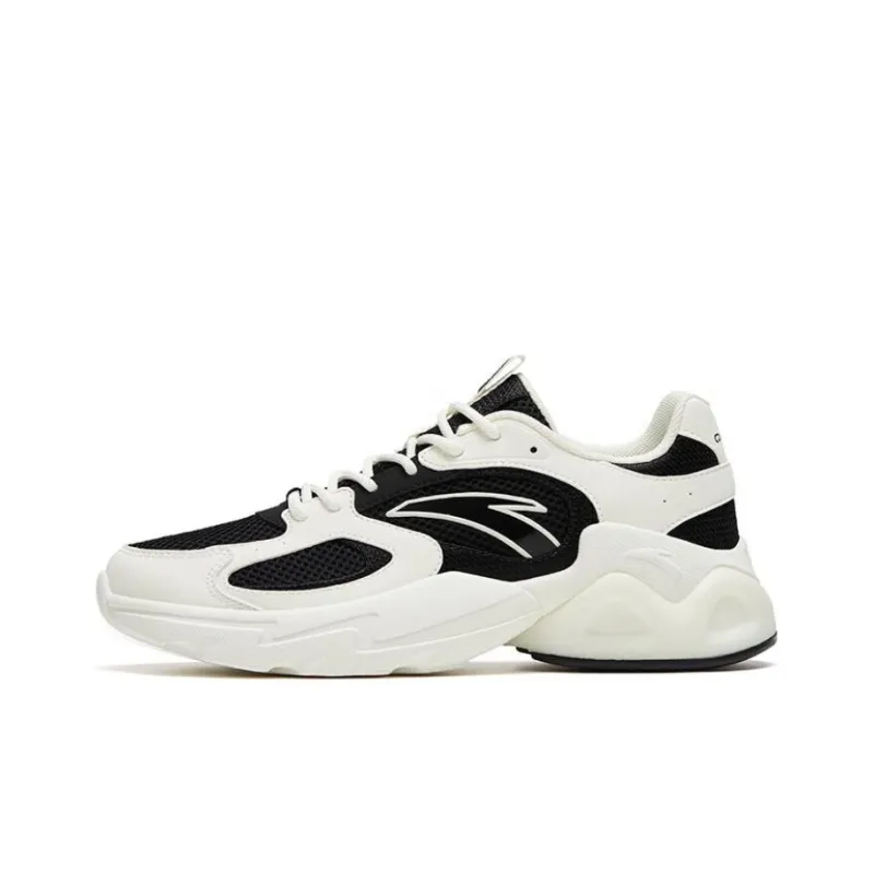 Anta Millennial Wear Resistant Low Top Chunky Sneakers Women's Black White-0