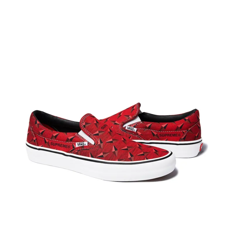 Vans Supreme X Classic Slip On Pro 'Diamond Plate Red'-1