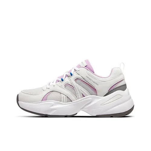 Skechers D'LITES 1.0 Anti Slip Wear Resistant Low Top Chunky Sneakers Women's White Pink