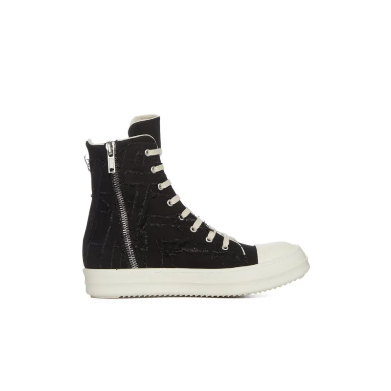Rick Owens DRKSHDW Slashed Sneaks Black Milk-1