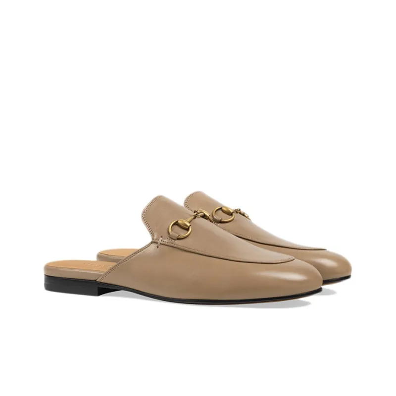 GUCCI Princetown Slipper Brown Leather Women's-2