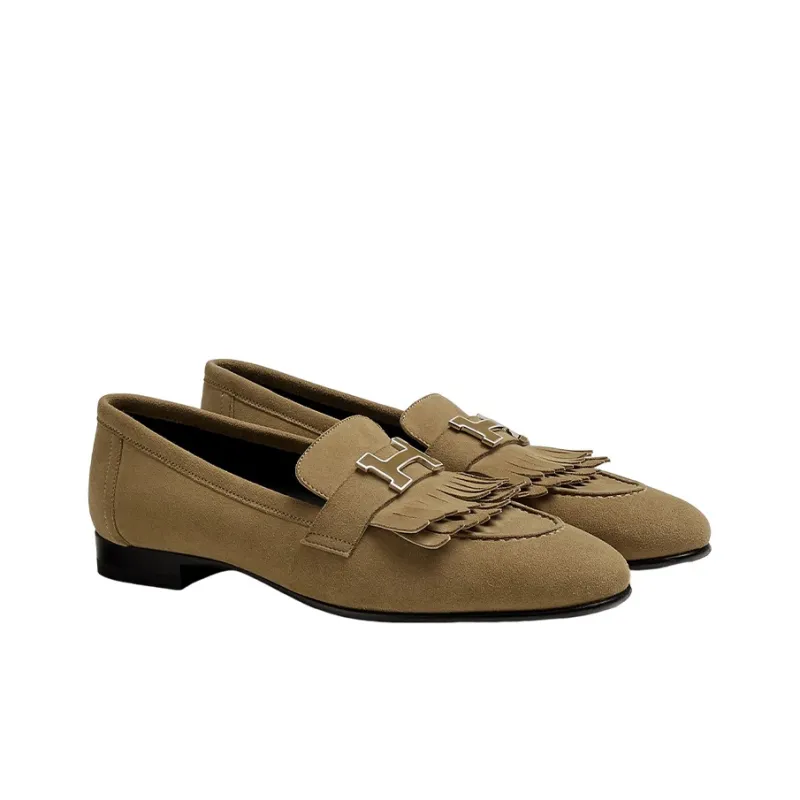 HERMES Royal Loafers Women's Brown-3