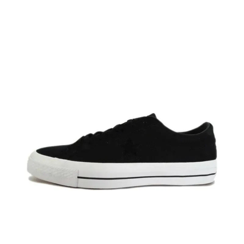 Converse One Star Anti Slip Wear Resistant Low Top Canvas Shoes Unisex Black White-0