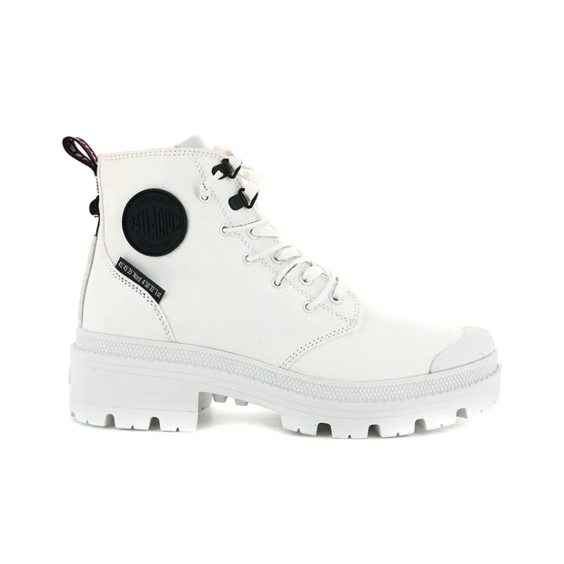 Palladium PALLABASE Metro Anti-Slip And Wear-Resistant Height Increasing Coverage High-Top Canvas Shoes Women's White-1