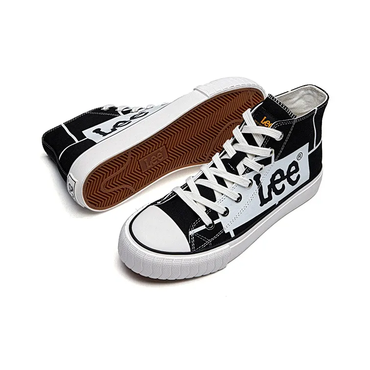 Lee Lightweight And Breathable High Top Canvas Shoes Unisex Black White-4