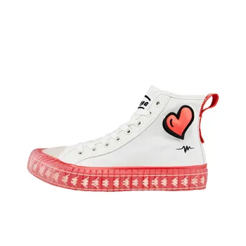 Kappa Slip Resistant Height Increasing High Top Canvas Shoes Unisex Heron Feather White