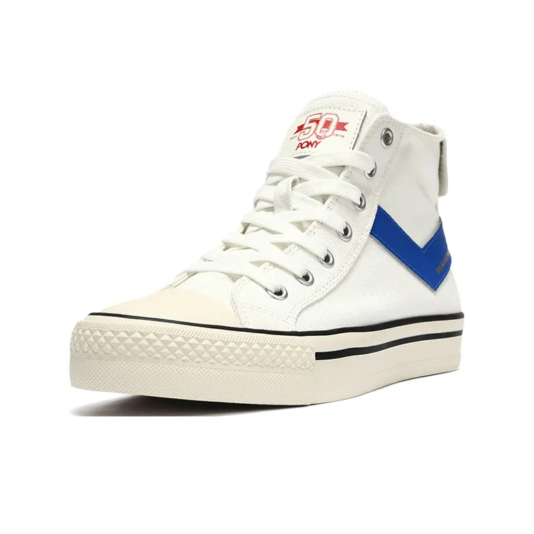 Pony Canvas Shoes Unisex High Top White/Royal Blue-1